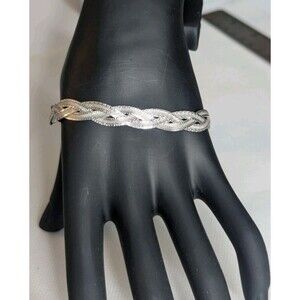 Sterling Silver Braided Herringbone Bracelet, Adjustable